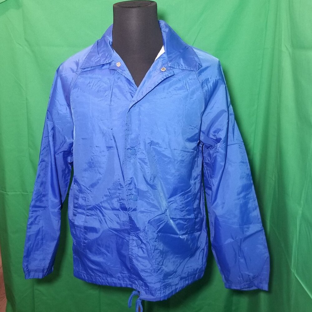 Vintage‎ 90s Eagles Ridge Sport Windbreaker Jacket Blue Snap Lined Medium Retro